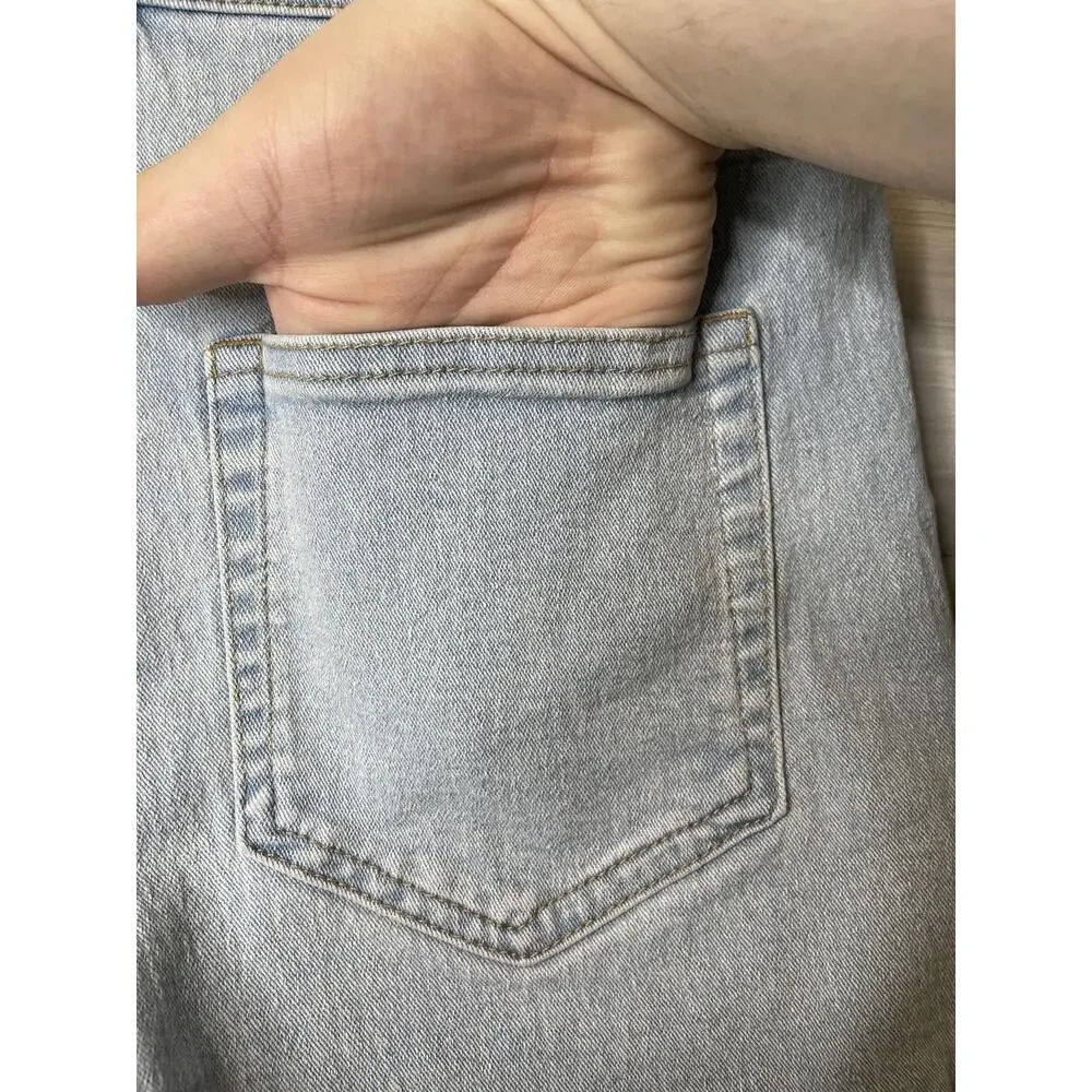 H&M Shorts Womens 6 Light Wash Denim High Rise Rolled Cuff Casual Summer Pockets